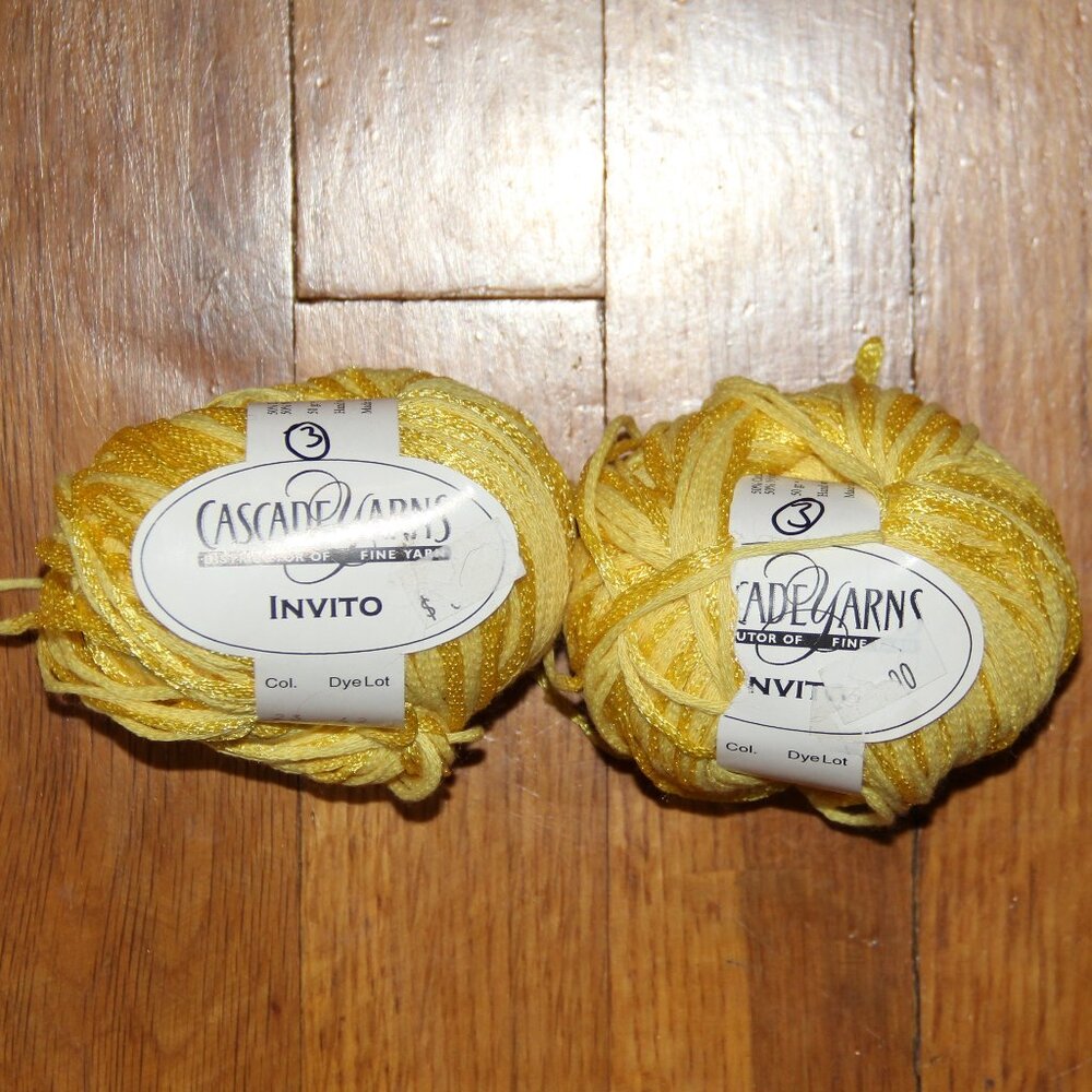 2 Skeins Cascade Yarns Invito Yellow